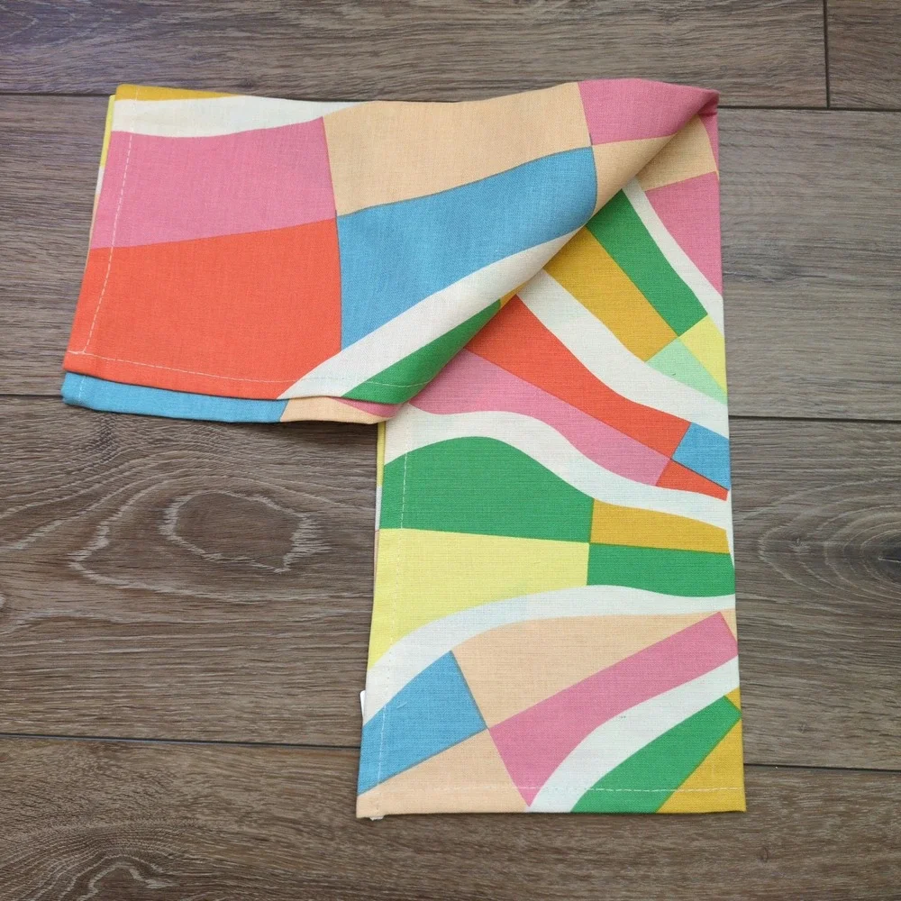 Anthropologie Celestial Sun Face Dish Tea Towel Multicolor Bright Boho Kitchen